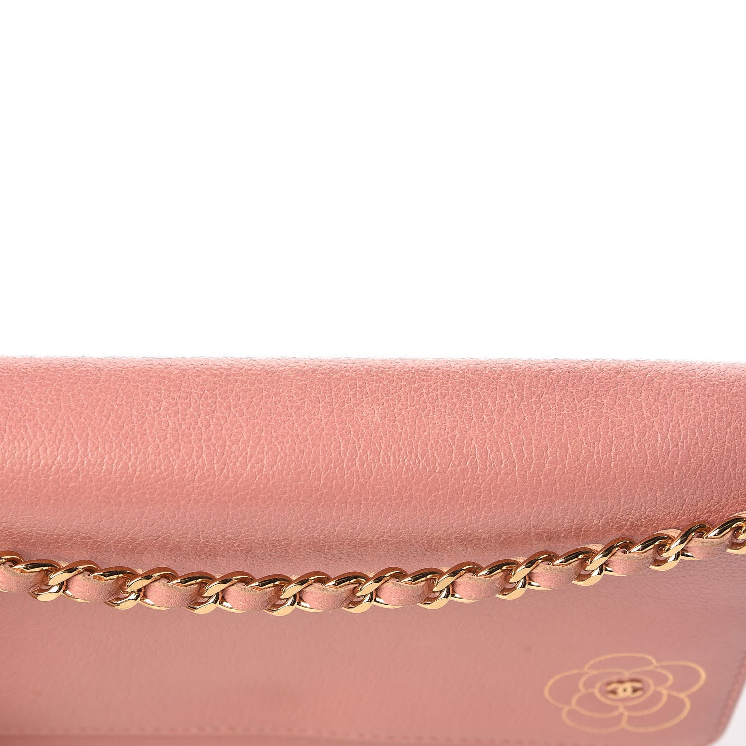Chanel Goatskin Embossed Camellia Wallet On Chain WOC Light Pink 21 of 21