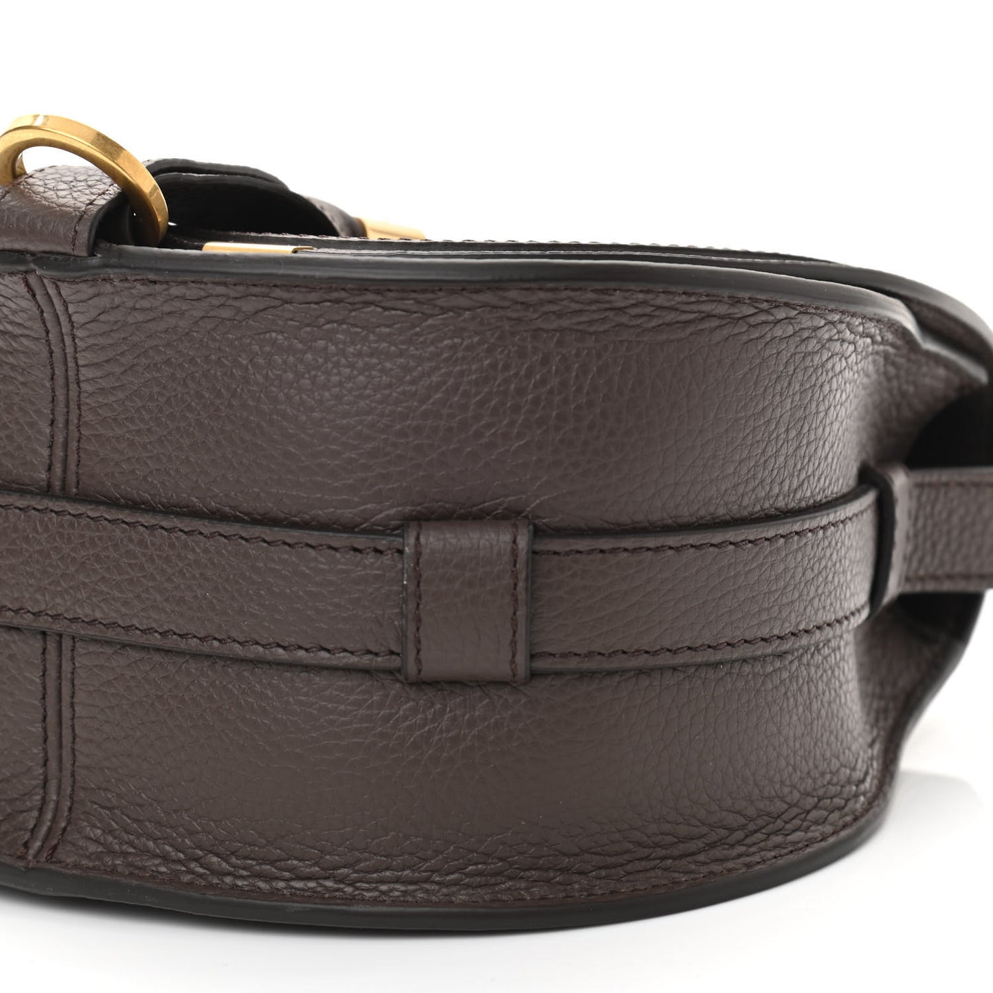 Calfskin Mini Marcie Round Crossbody Bag Bold Brown