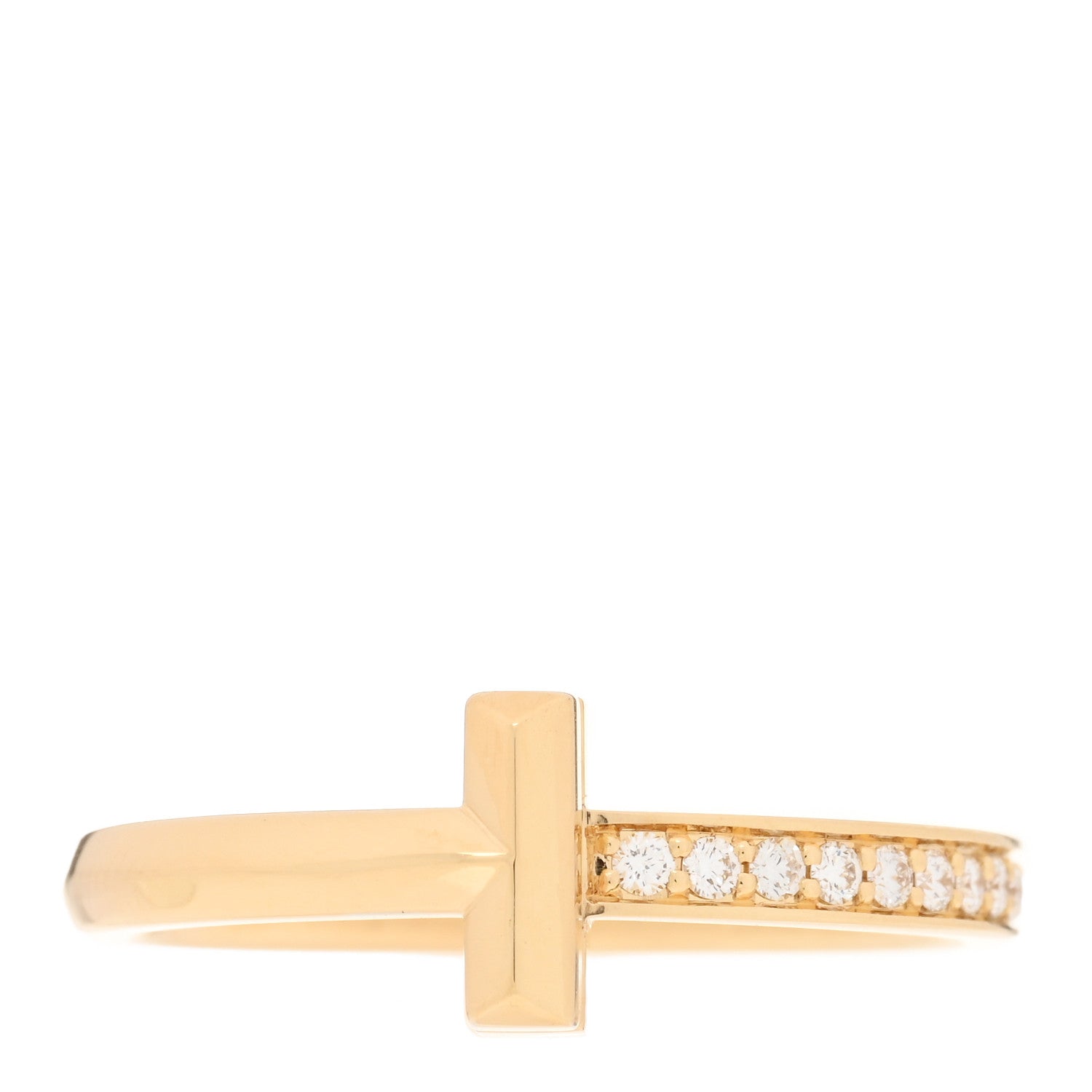 Tiffany 18K Yellow Gold Diamond 2.5mm T T1 Ring 55 7.25 1 of 5
