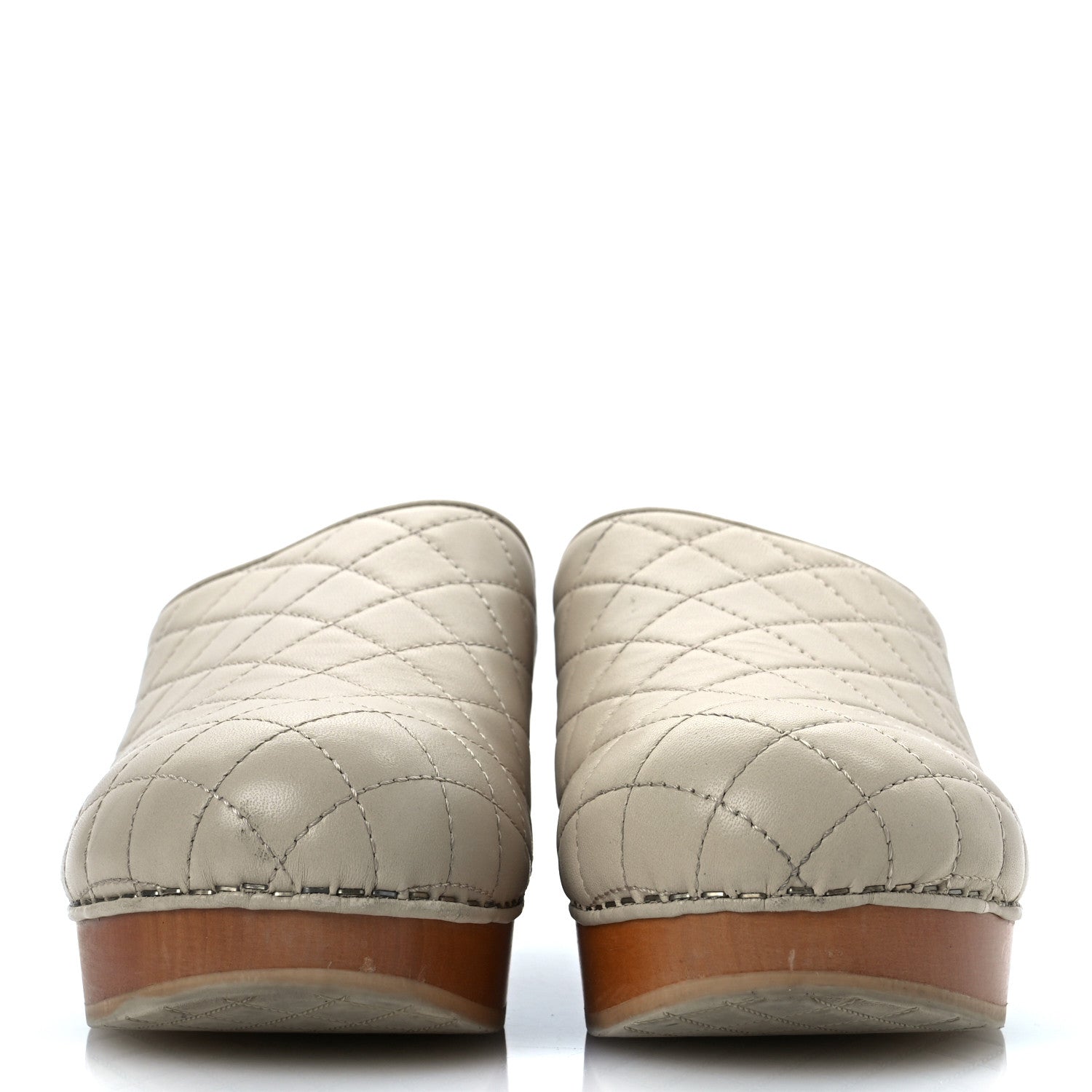 Chanel Lambskin Quilted CC Clogs 38 Beige 3 of 15