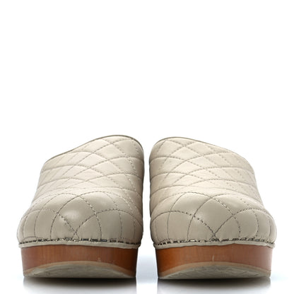 Chanel Lambskin Quilted CC Clogs 38 Beige 3 of 15