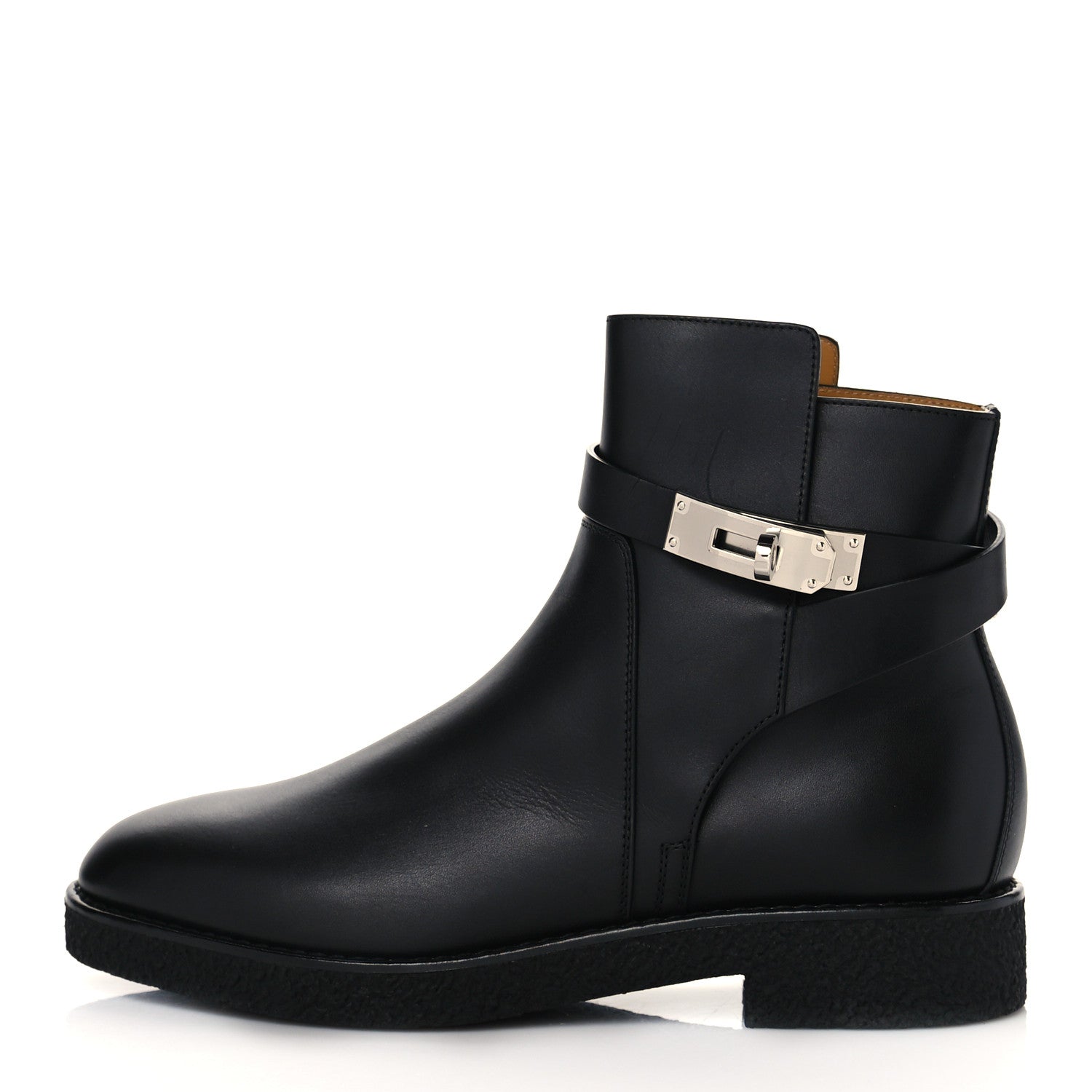 Hermes Calfskin Follow Ankle Boots 37.5 Black 1 of 9