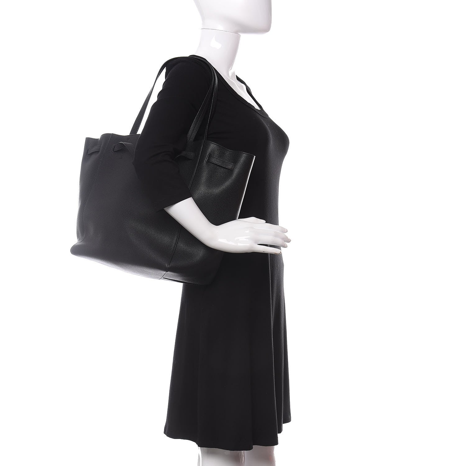 Celine Soft Grained Calfskin Small Belt Cabas Phantom Black 2 of 10