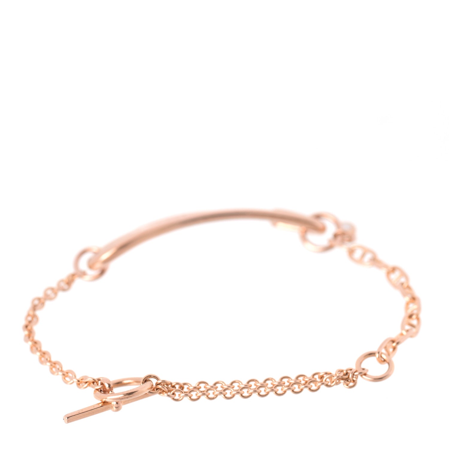 Hermes 18K Rose Gold Diamond MM Chaine d'Ancre Punk Bracelet SH 3 of 5
