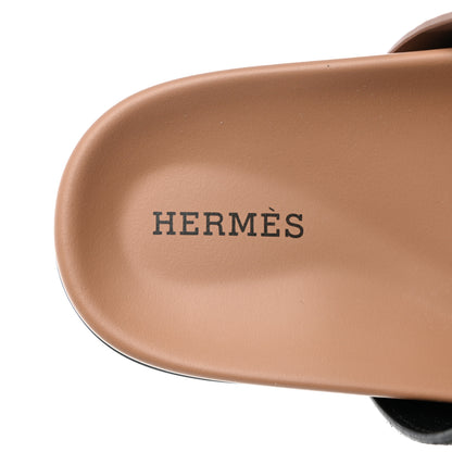 Hermes Suede Goatskin Womens Chypre Sandals 36 Rose Perle Black 7 of 9