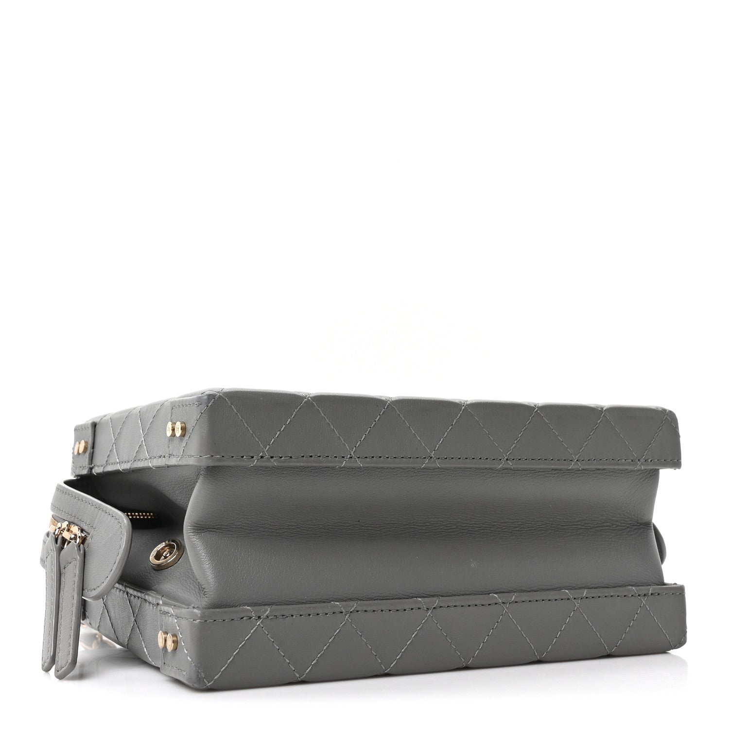 Chanel Calfskin Quilted Studded Square Vanity Case Grey 4 of 10
