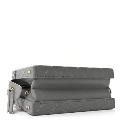 Chanel Calfskin Quilted Studded Square Vanity Case Grey 4 of 10