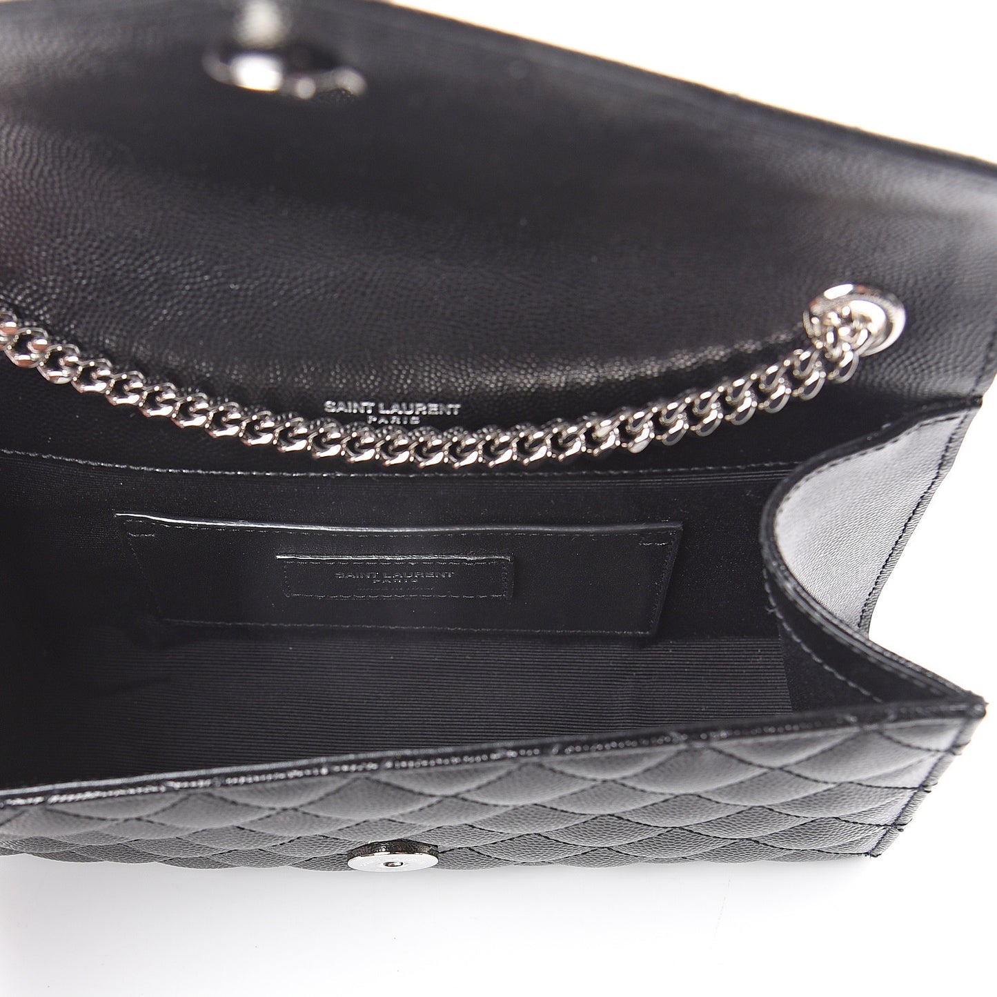 Grain De Poudre Textured Mixed Matelasse Triquilt Small Monogram Satchel Black