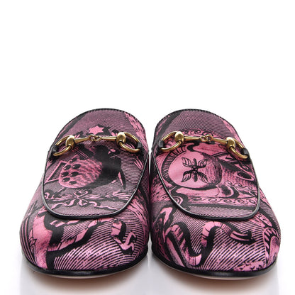 Gucci Silk Satin GG Wallpaper Saint Romain Womens Princetown Slippers 36.5 Pink Black 2 of 8
