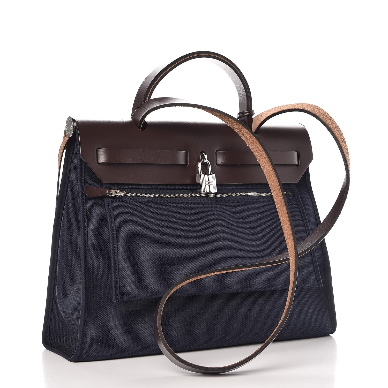 Hermes Toile Vache Hunter Herbag Zip PM 31 Bleu Marine Ebene 4 of 13