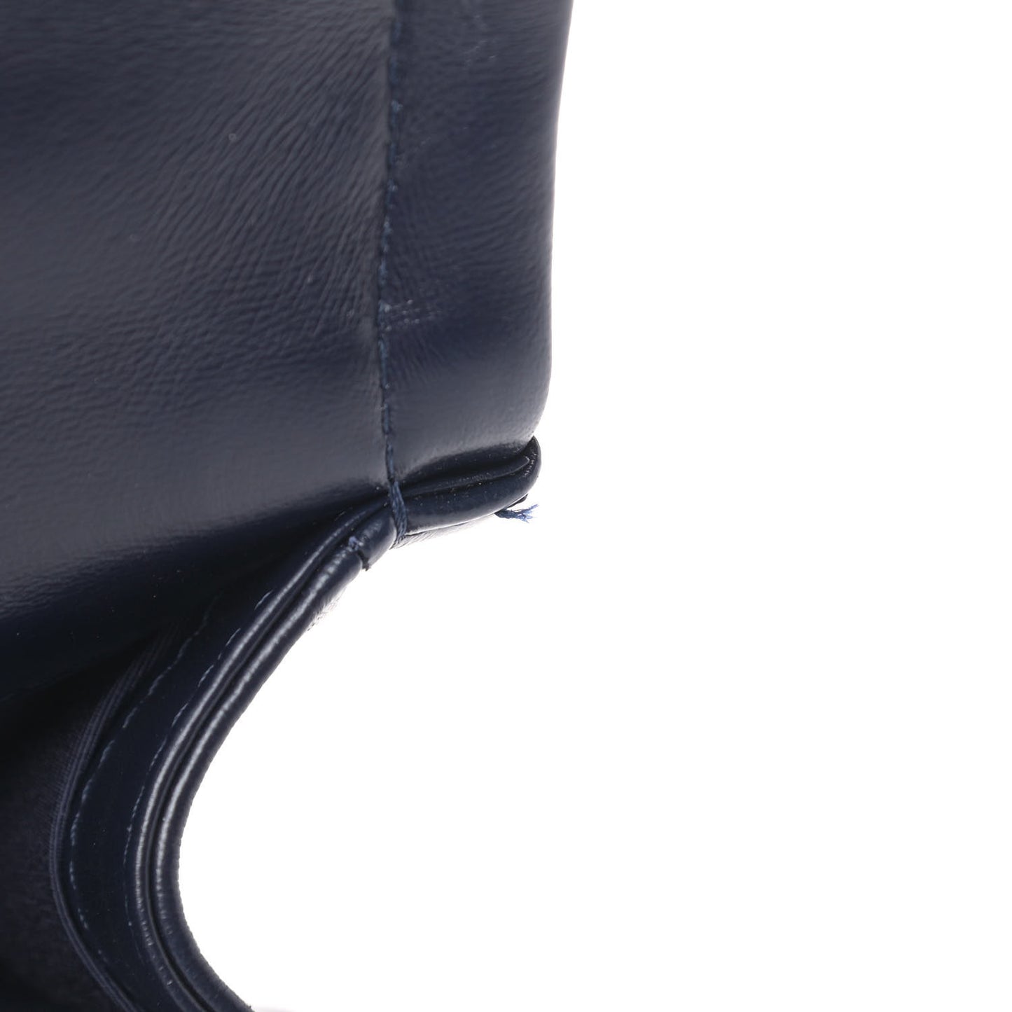 Shiny Lambskin Flap Clutch With Chain Bleu Marine
