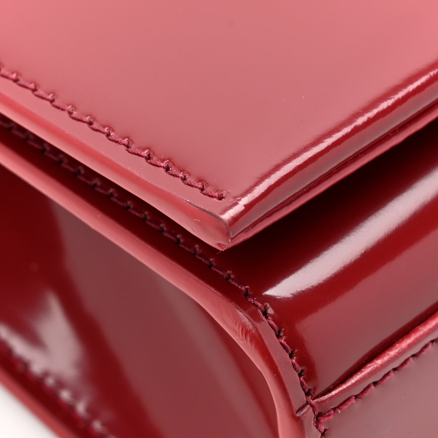Nappa Patent Calfskin Two-Toned Small Monogram Kate Satchel Off White Oxblood Red