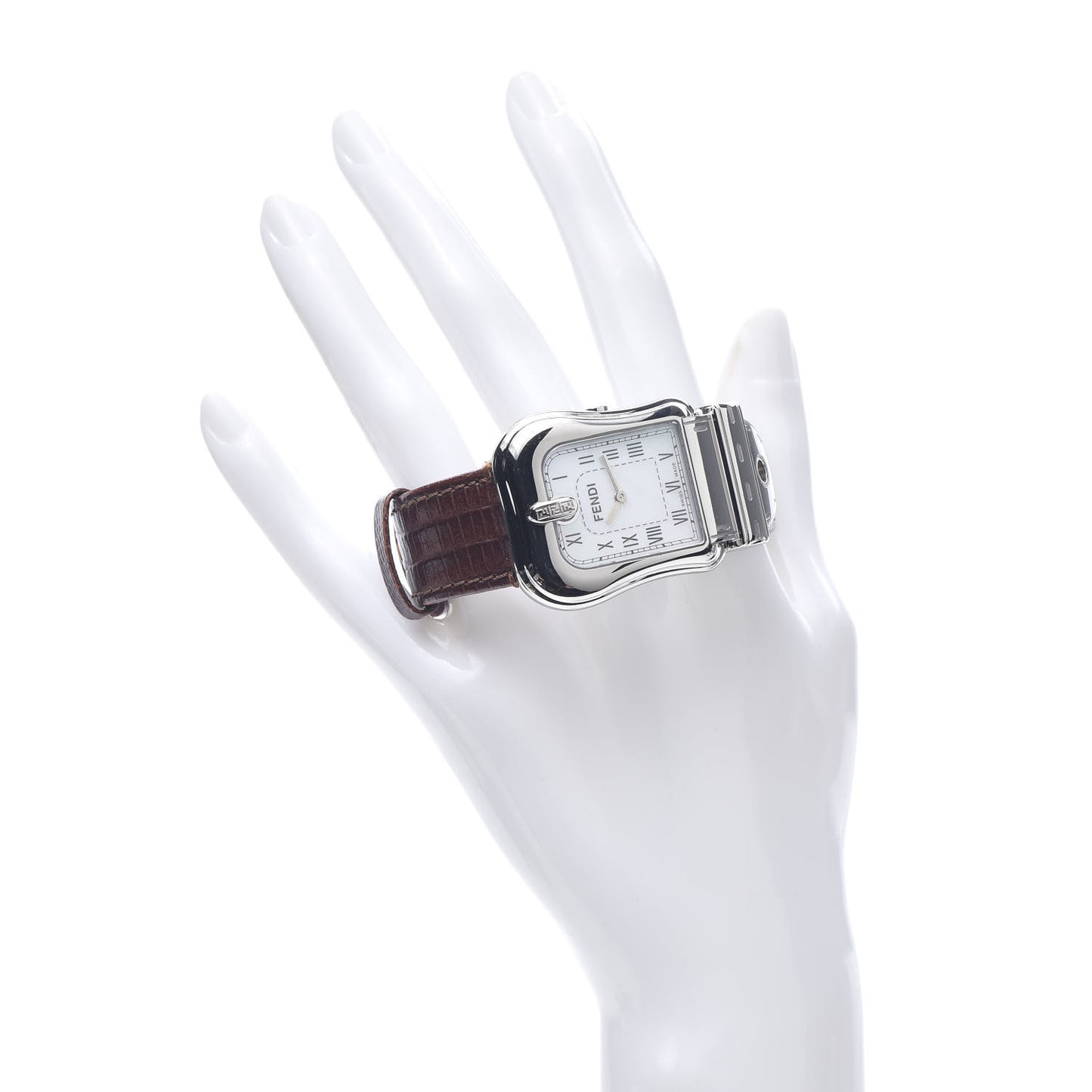 Stainless Steel Calfskin Mother of Pearl 33mm B.Fendi Buckle Quartz Watch