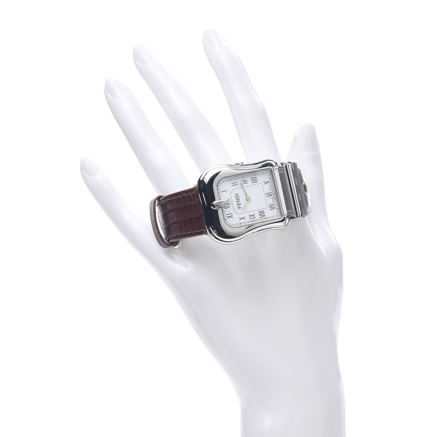 Fendi Stainless Steel Calfskin Mother of Pearl 33mm B.Fendi Buckle Quartz Watch 2 of 6