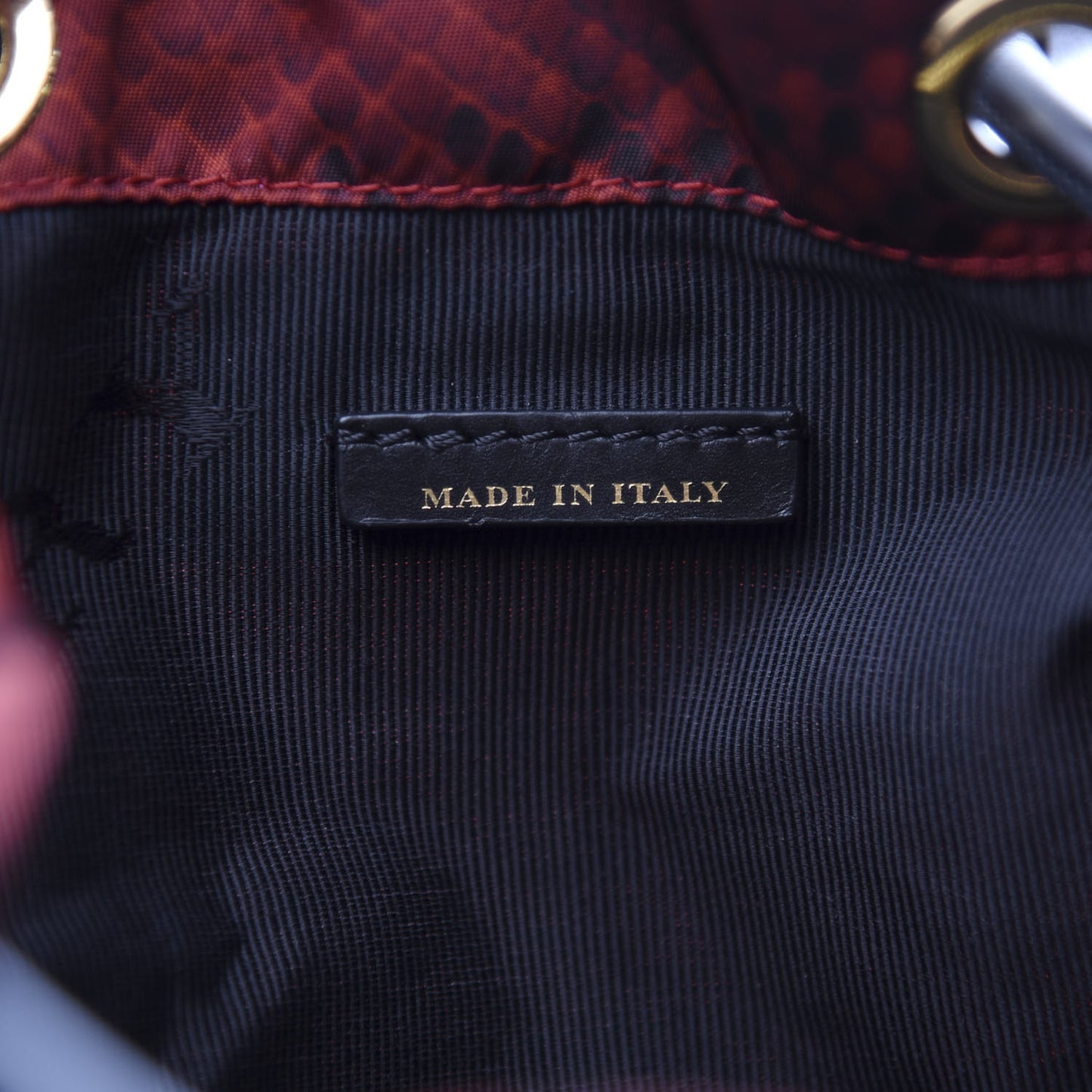 Nylon Python Print Medium Rucksack Backpack Burgundy Red