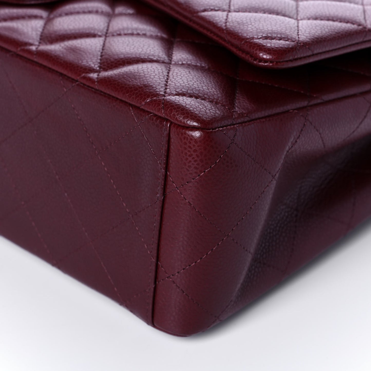 Caviar Quilted Maxi Double Flap Burgundy