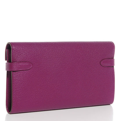 Hermes Chevre Mysore Kelly Longue Wallet Anemone 3 of 11