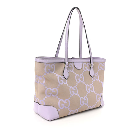 Gucci Monogram Jumbo GG Textured Dollar Calfskin Medium Ophidia Shopping Tote Beige Lapis 3 of 10