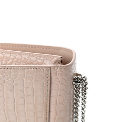 Saint Laurent Calfskin Crocodile Embossed Monogram Sunset Chain Wallet Rose Antic 5 of 5