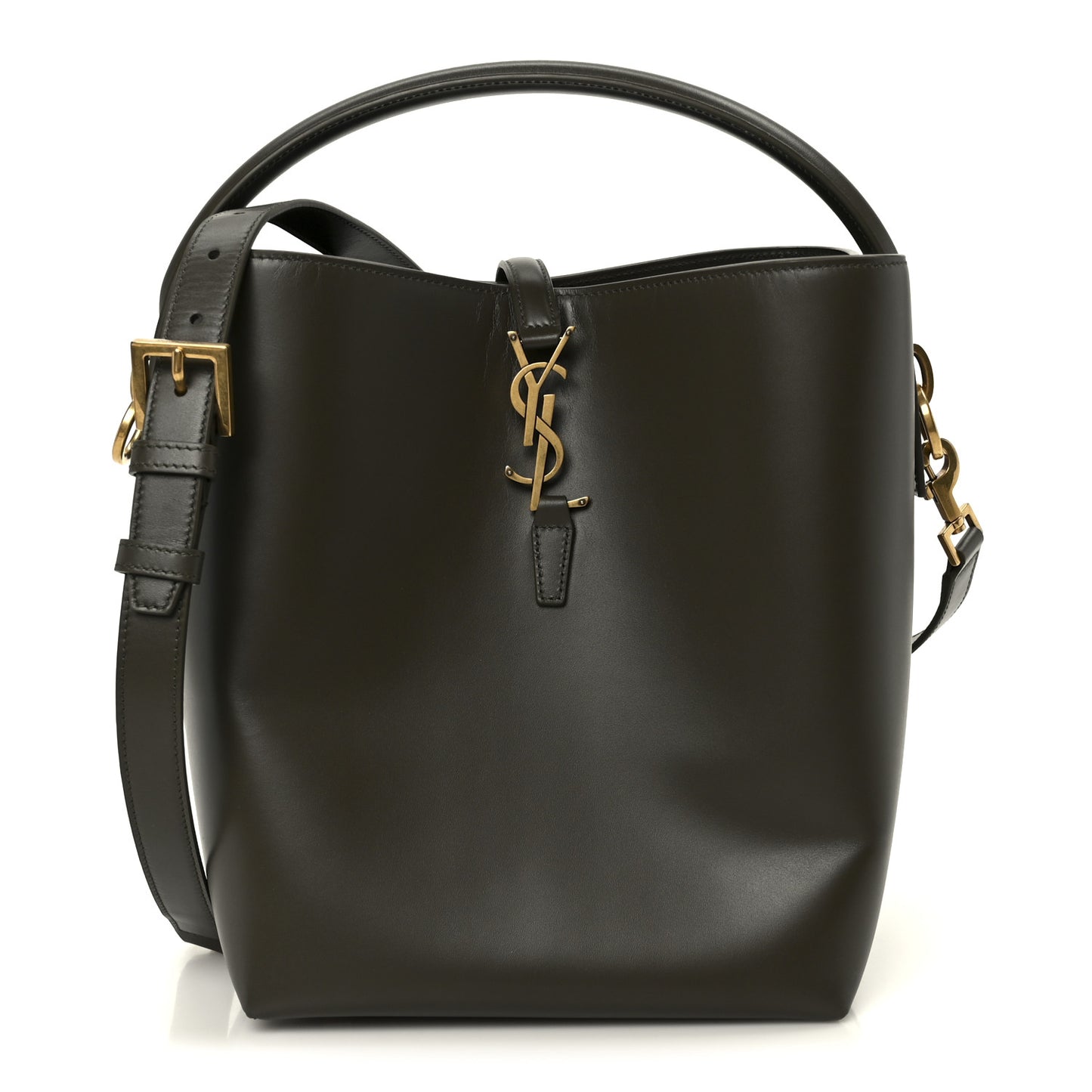 Shiny Calfskin Le 37 Bucket Bag Deep Musk