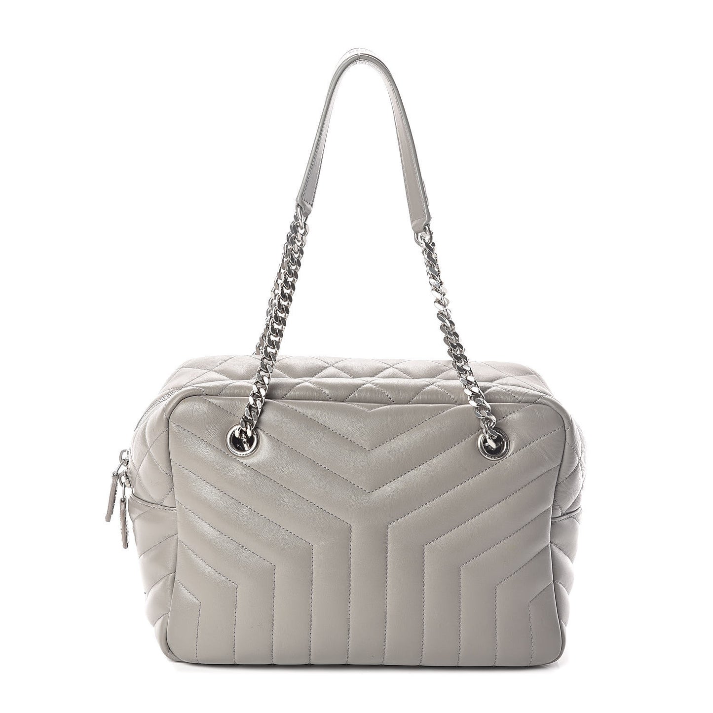 Calfskin Y Quilted Monogram Medium Loulou Bowling Bag Light Grey
