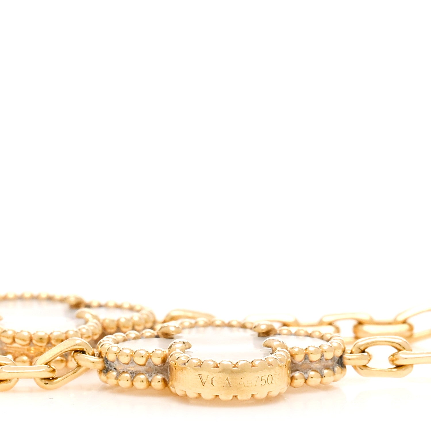 Van Cleef & Arpels 18K Yellow Gold Mother of Pearl 5 Motifs Vintage Alhambra Bracelet 3 of 5