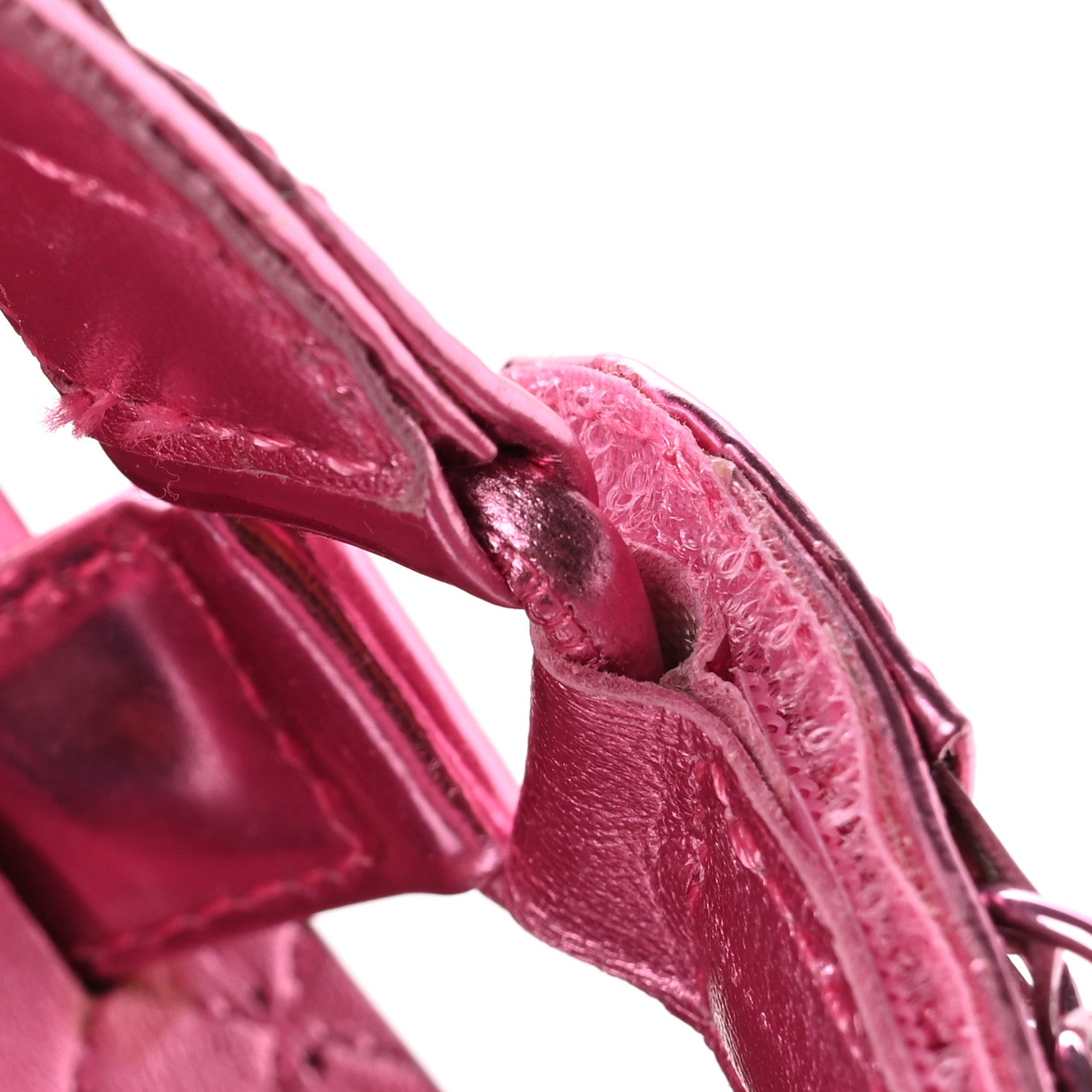 Chanel Metallic Laminated Goatskin Chain Flat Sandals 37.5 Pink 8 of 8
