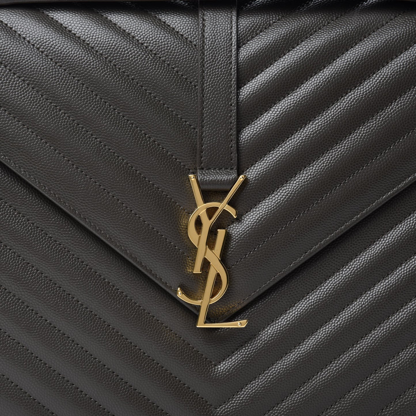Grain De Poudre Matelasse Chevron Large Monogram Satchel Bronze