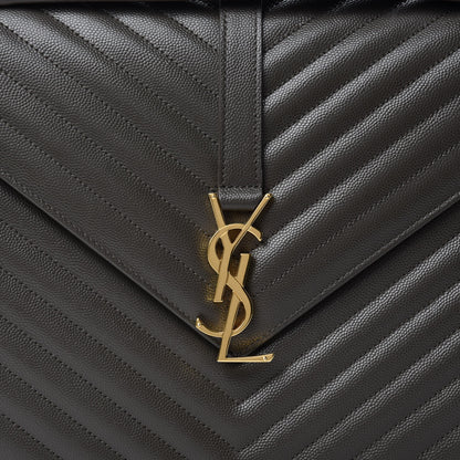 Saint Laurent Grain De Poudre Matelasse Chevron Large Monogram Satchel Bronze 11 of 11