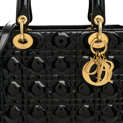 Christian Dior Patent Cannage Medium Lady Dior Black 9 of 11