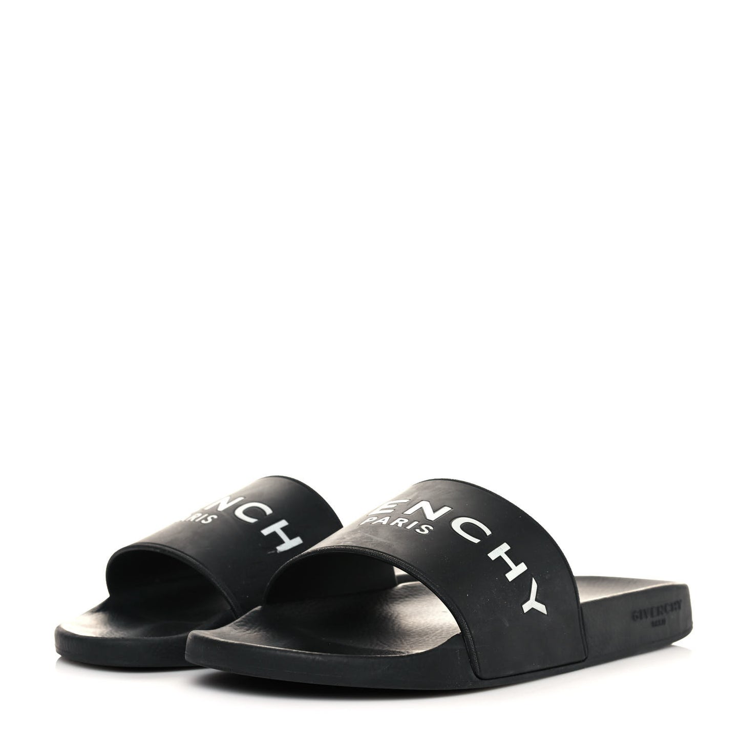 Rubber Logo Mens Pool Slide Sandals 44 Black