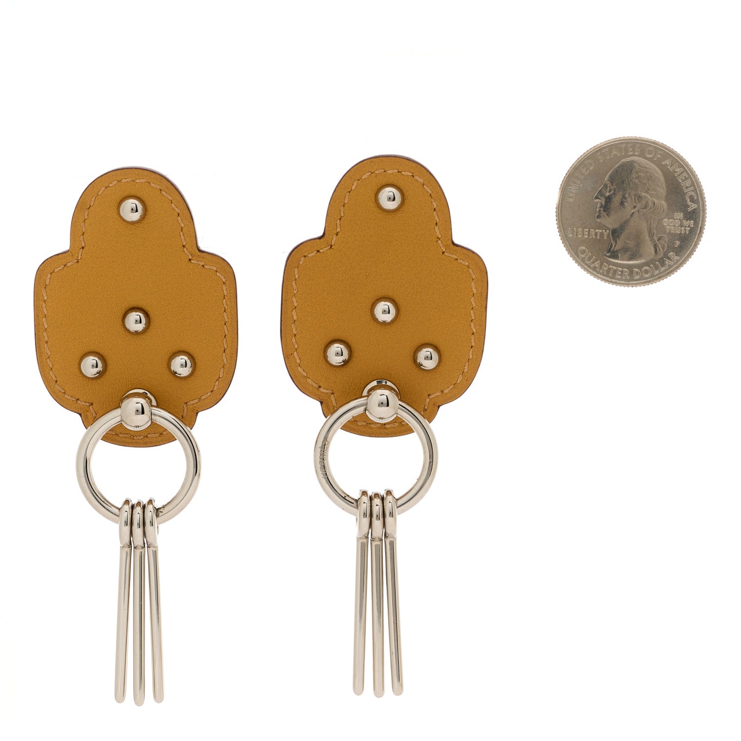 Palladium Swift Studded Carnaby Drop Earrings Natural Sable