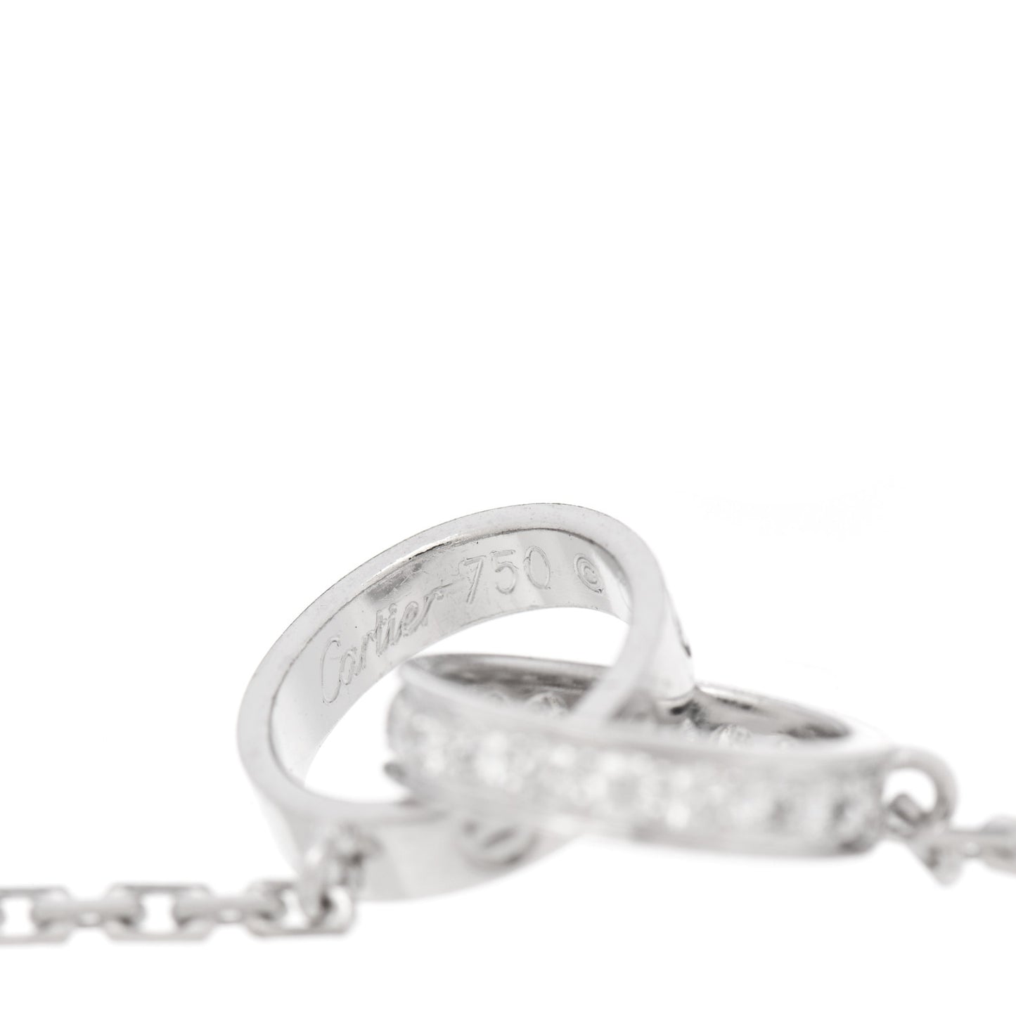 18K White Gold Diamond Interlocking LOVE Necklace