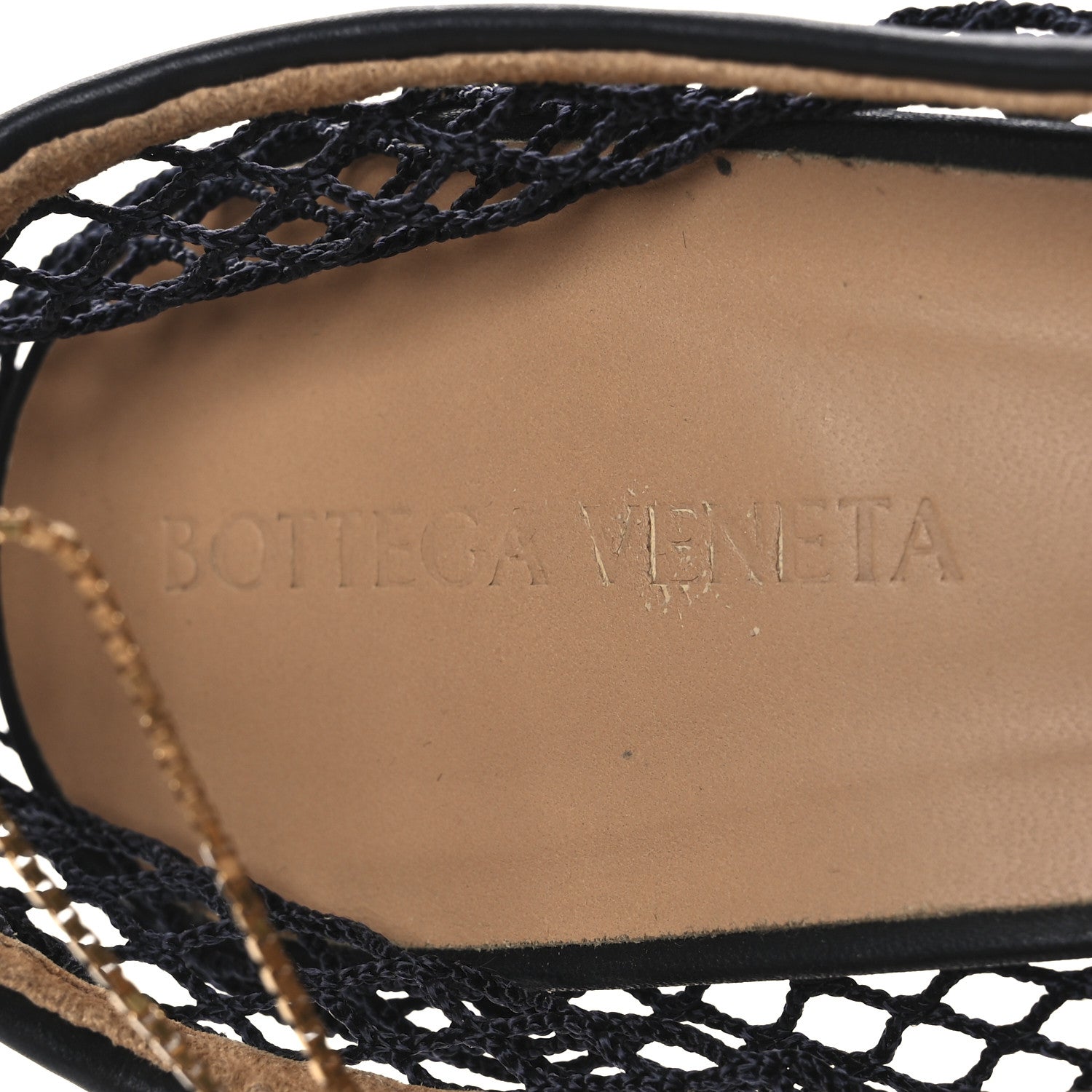 Bottega Veneta Mesh Calfskin Chain Stretch Pumps 40 Black 9 of 11