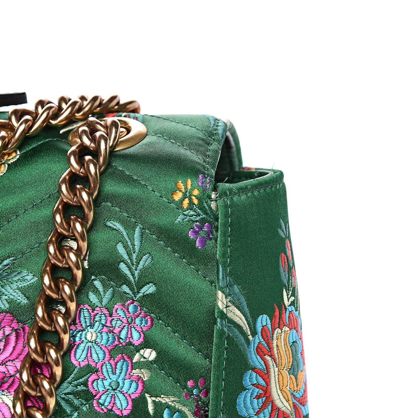 Jacquard Matelasse Floral Maxi GG Marmont Top Handle Shoulder Bag Green Multicolor