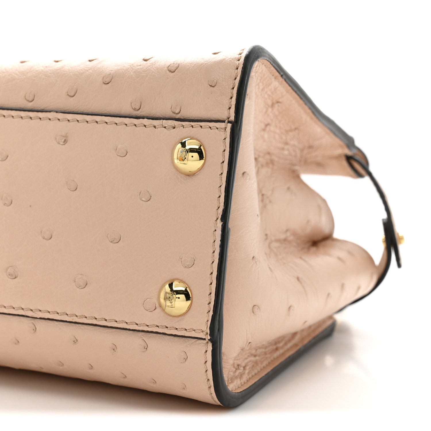 Fendi Ostrich Shiny Nappa Mini Peekaboo Iconic Satchel Poudre 9 of 19
