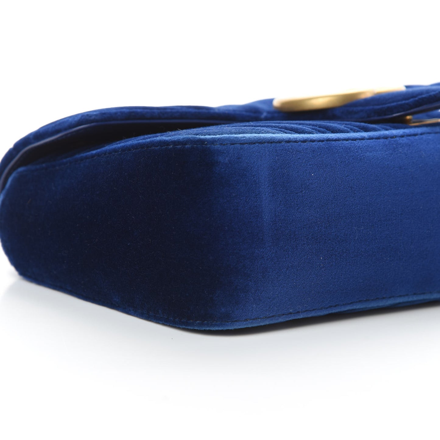 Velvet Matelasse Small GG Marmont Shoulder Bag Cobalt Blue