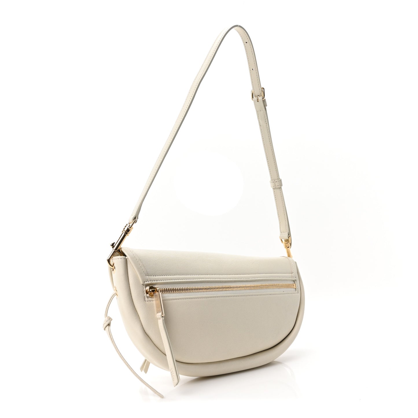 Shiny Lambskin Soft Triomphe Little Half Moon Bag Cotton