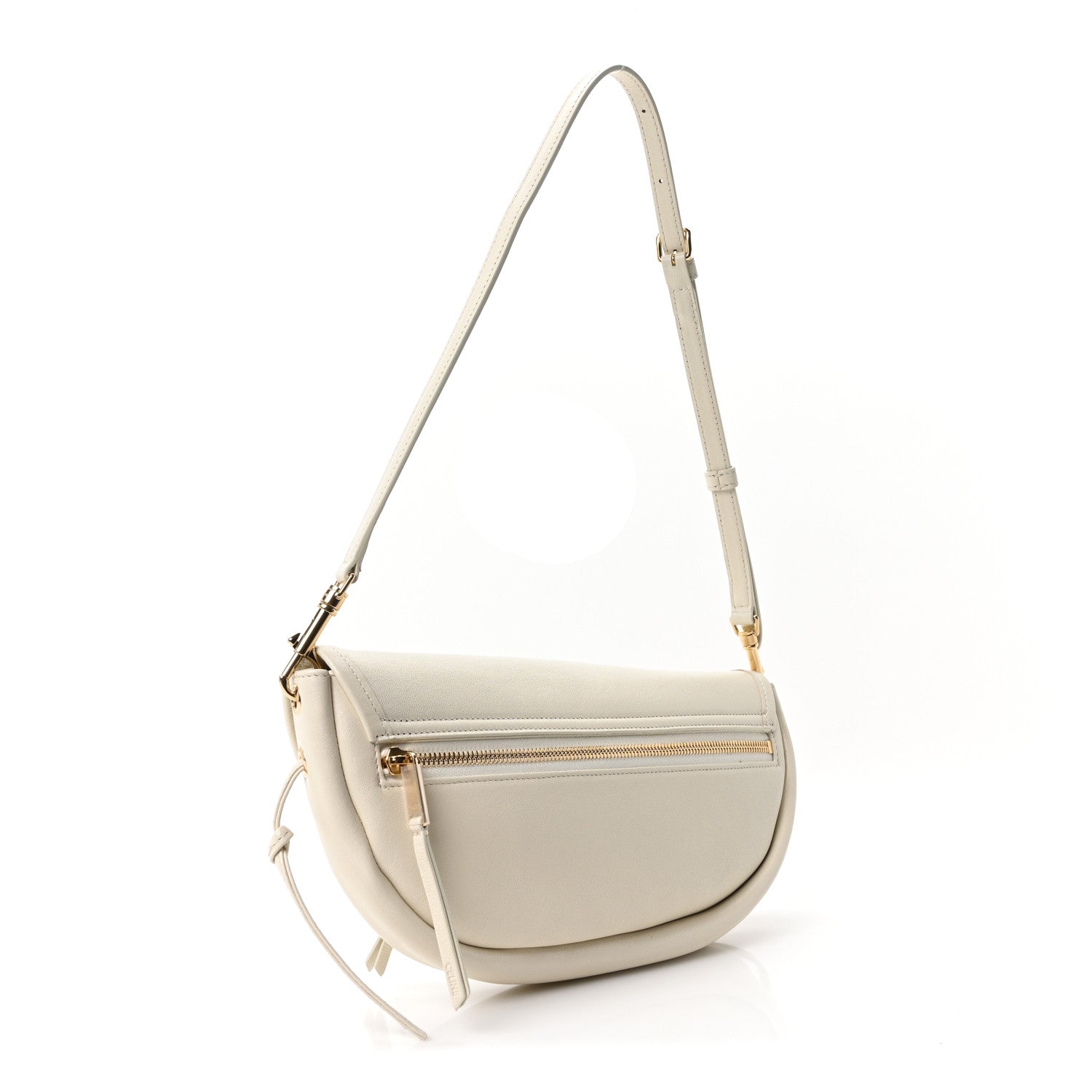Celine Shiny Lambskin Soft Triomphe Little Half Moon Bag Cotton 2 of 8