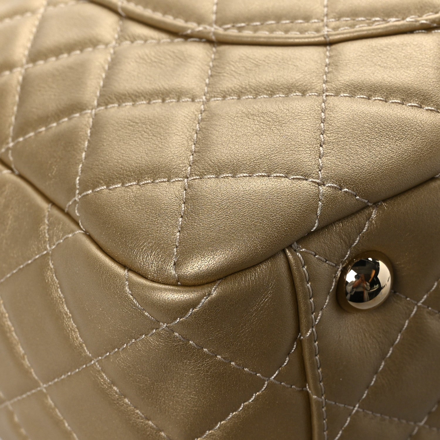Chanel Metallic Calfskin Quilted Small XXL Travel Flap Bag Gold 11 of 12