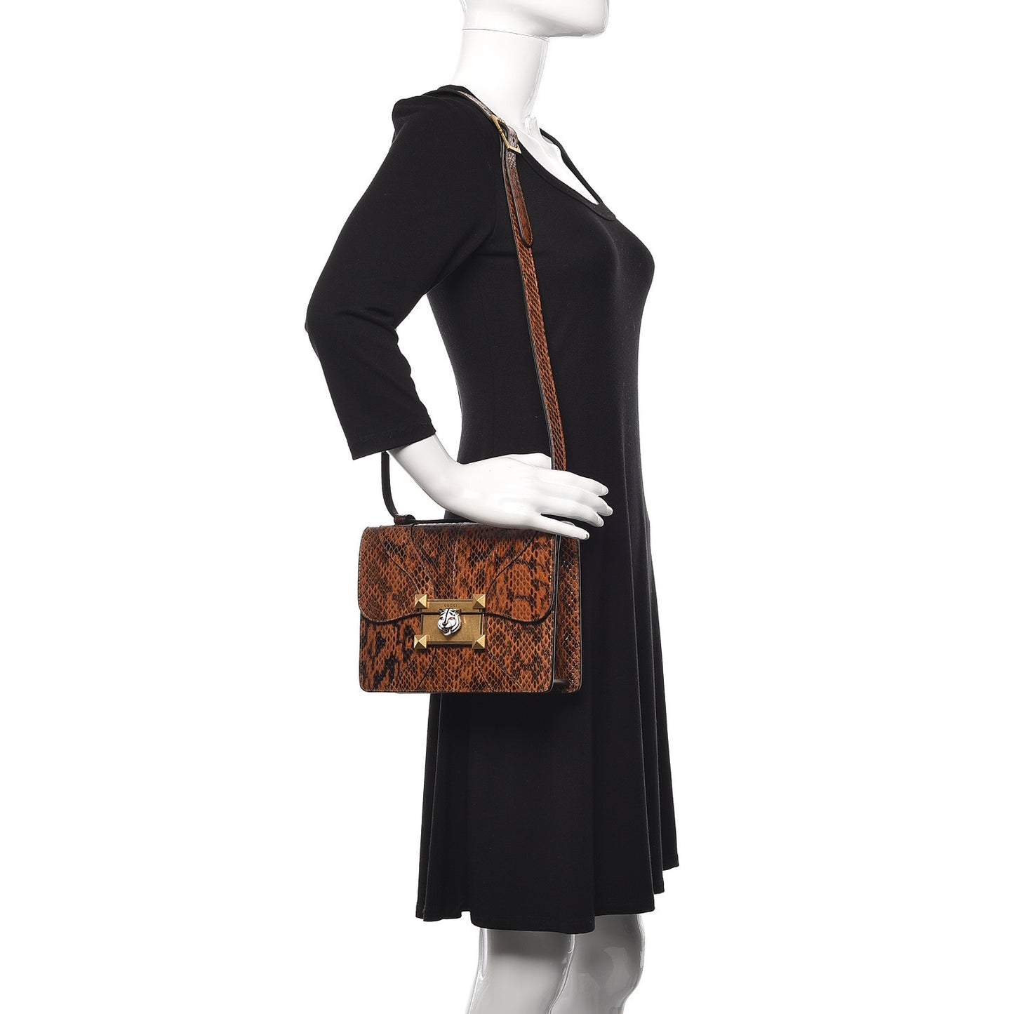 Elaphe Radiata Crystal Osiride Shoulder Bag Bright Cuir Ruby