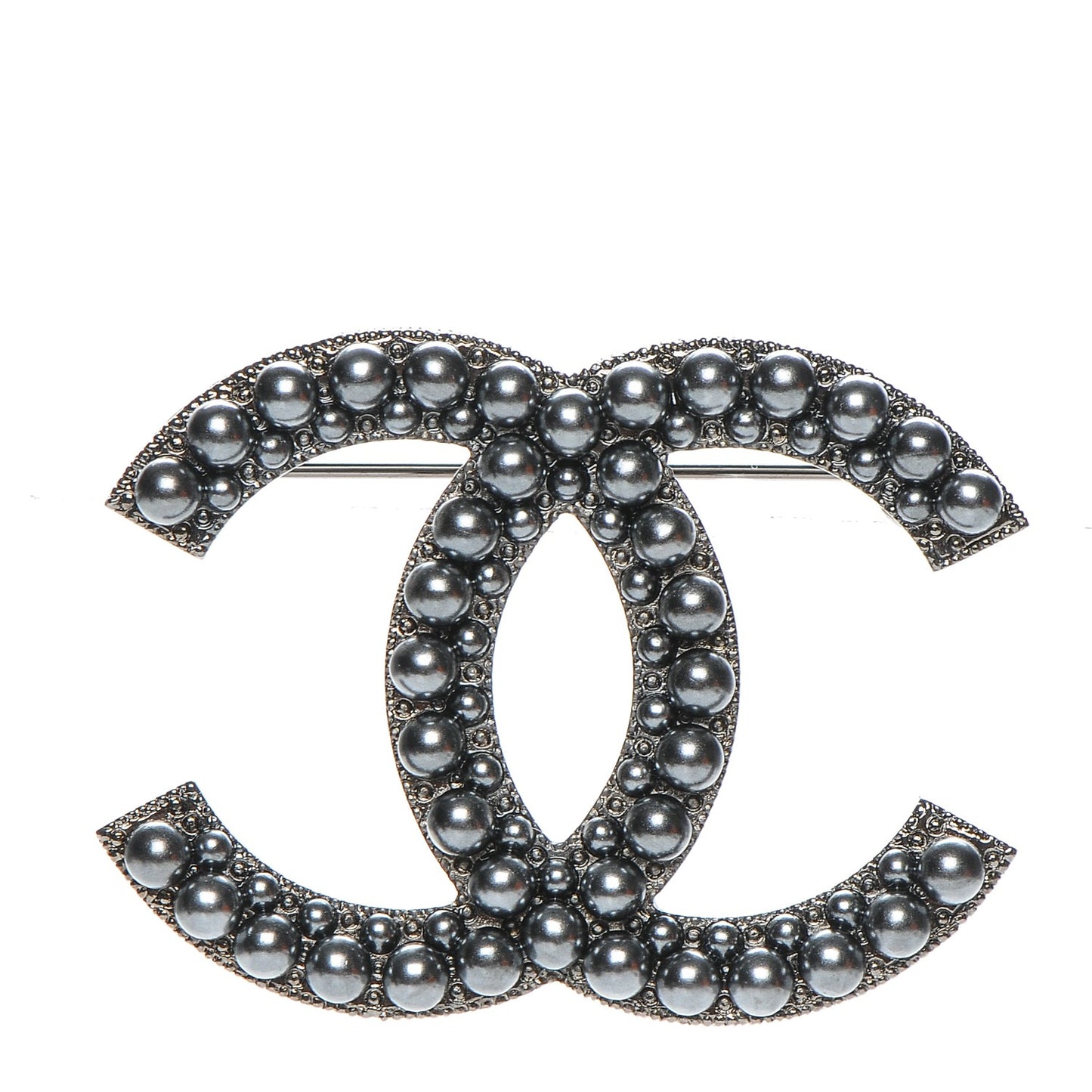 Ruthenium Pearl CC Brooch Dark Grey