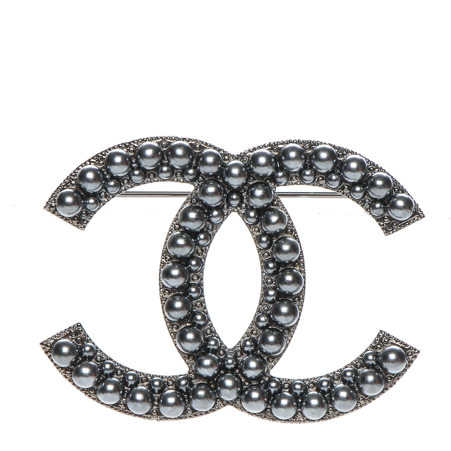 Chanel Ruthenium Pearl CC Brooch Dark Grey 1 of 4