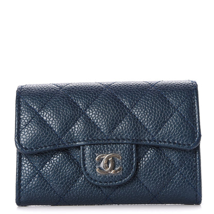 Chanel Metallic Caviar Quilted Card Holder Dark Blue 1 of 7