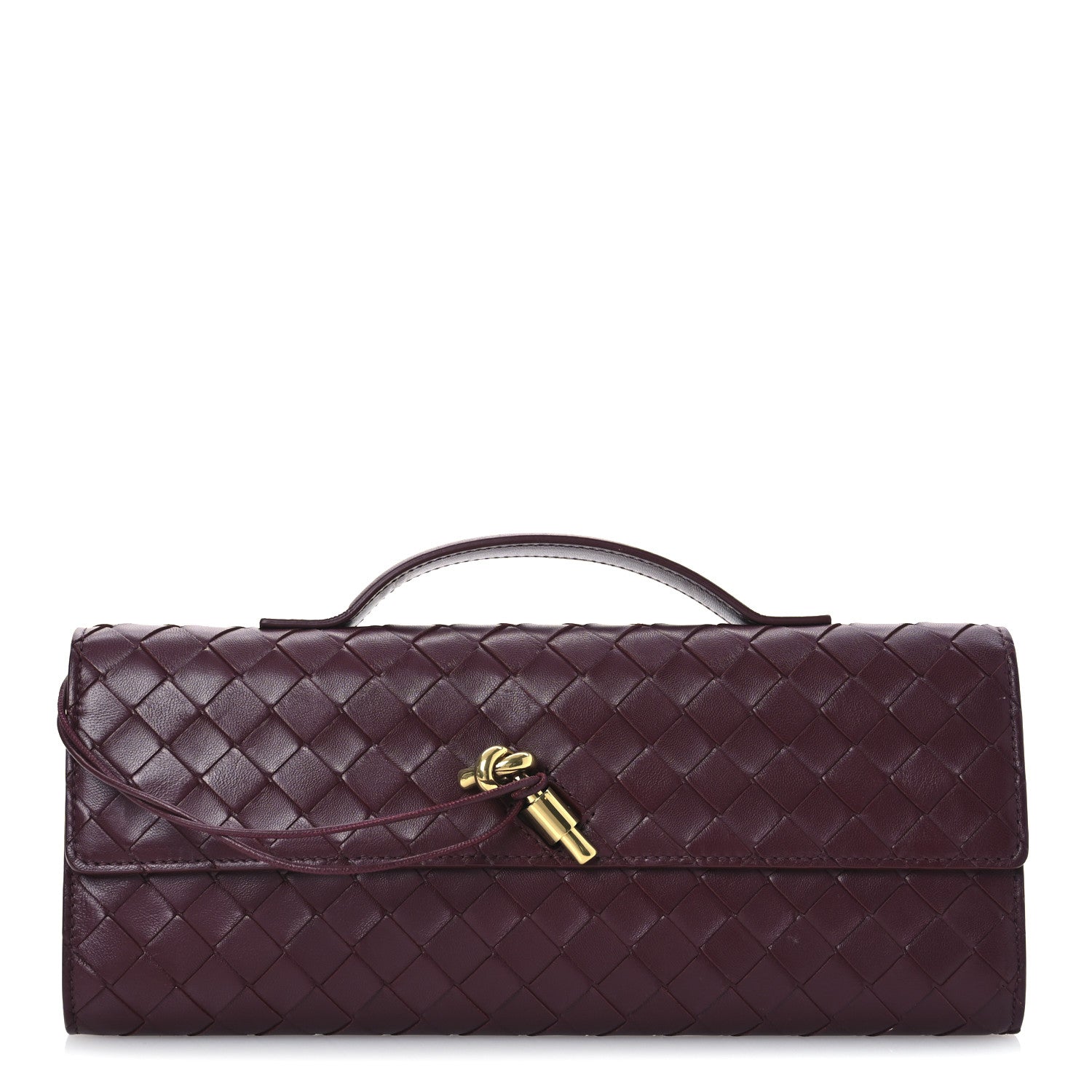 Bottega Veneta Nappa Intrecciato Long Andiamo Top Handle Clutch Barolo 1 of 13