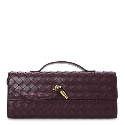 Bottega Veneta Nappa Intrecciato Long Andiamo Top Handle Clutch Barolo 1 of 13
