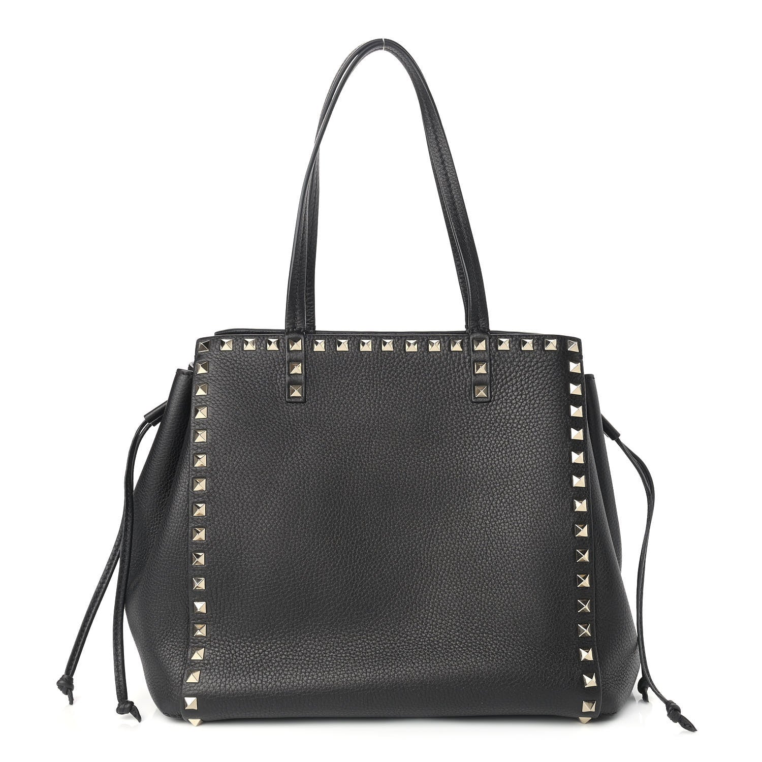 Valentino Garavani Grained Calfskin Rockstud Double Handle Cinch Tote Black 1 of 7