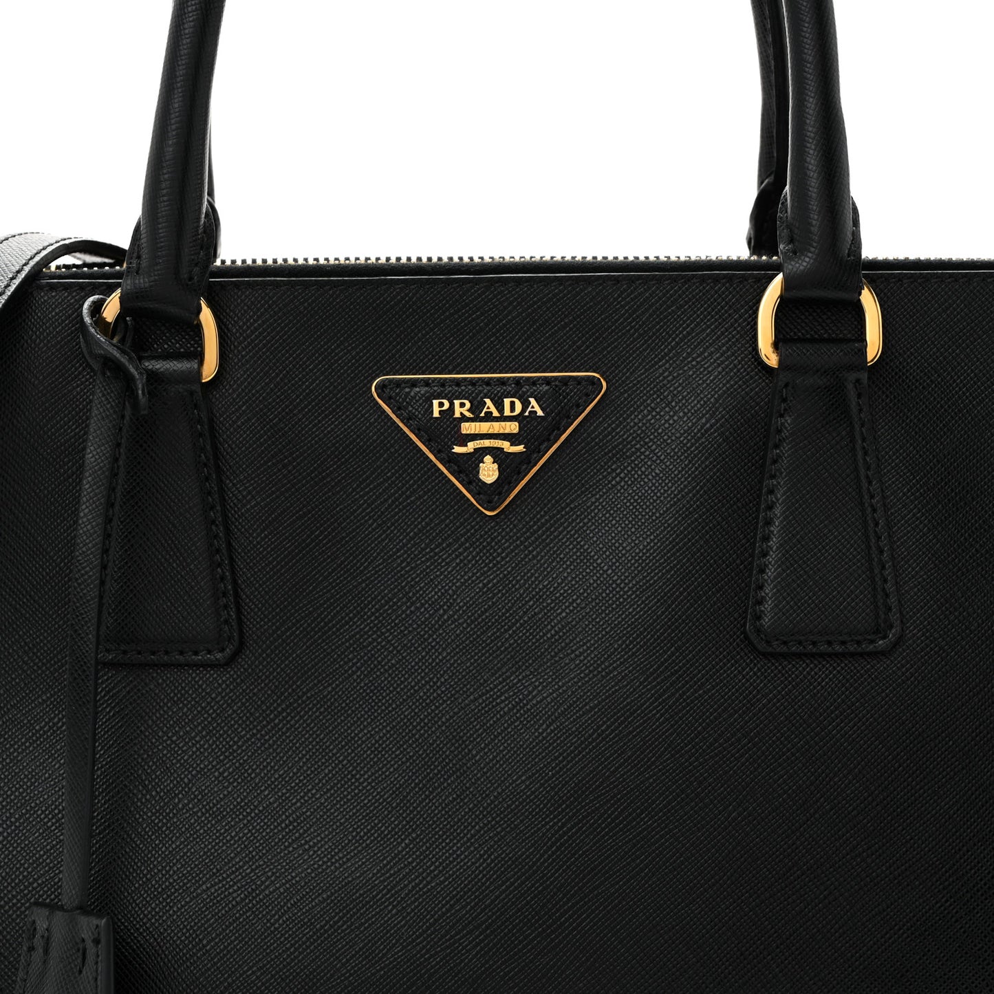 Saffiano Medium Galleria Double Zip Tote Black