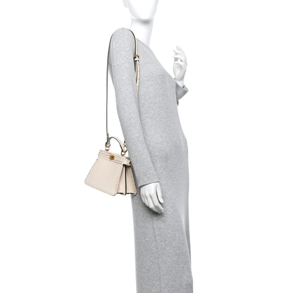 Fendi Vitello King Shiny Nappa Intreccio Petite Peekaboo I SEE U Satchel Camelia 2 of 13