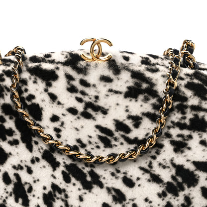 Chanel Lambskin Pony Hair Printed Clutch With Chain Black White 8 of 10